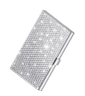 Bling Slim Metal Card HolderGlitter Business Card holder for Women, Professional Purse Name Card Holder Pocket Metal Case, Buckle Style Shut Bling Slim Metal Card HolderGlitter Business Card holder for Women, Professional Purse Name Card Holder Pocket Metal Case, Buckle Style Shut