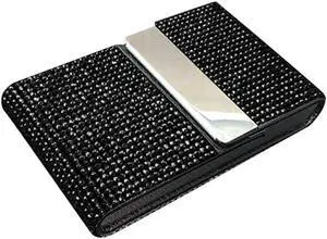 Bling Diamonds Business Card Holder Case with Magnetic Closure,Glitter Black Rhinestones Metal Credit Card Holder Name Card Storage Box for Girl Women Bling Diamonds Business Card Holder Case with Magnetic Closure,Glitter Black Rhinestones Metal Credit Card Holder Name Card Storage Box for Girl Women