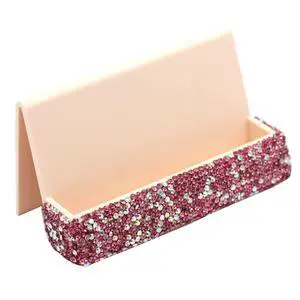Bling Rhinestone Crystal Business Card Holder for Desk Business Card Display Stand Desktop Business Card Holders (Pink) Bling Rhinestone Crystal Business Card Holder for Desk Business Card Display Stand Desktop Business Card Holders (Pink)