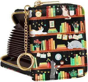 Credit Card Holder for Women Cute Small for Ladies Teen Girls Female Rfid Leather Cardholder Wallets with Keychain Accordion Organizer Purse Bookshelf Girly Aesthetic Print Unique Zipper Credit Card Holder for Women Cute Small for Ladies Teen Girls Female Rfid Leather Cardholder Wallets with Keychain Accordion Organizer Purse Bookshelf Girly Aesthetic Print Unique Zipper