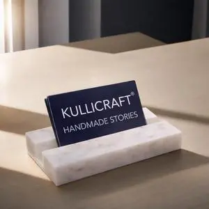 Business Card Holder for Desk, White Carrara Marble Business Card Holder for Desk, White Carrara Marble