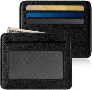 Credit Card Holder for Women Minimalist Wallet, RFID Blocking Wallets Card Cases, Small Wallets with ID Window for Women Men, Black Credit Card Holder for Women Minimalist Wallet, RFID Blocking Wallets Card Cases, Small Wallets with ID Window for Women Men, Black