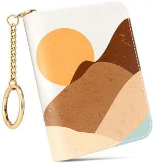 Credit Card Holder RFID Wallet for Women, Small Leather Card Organizer Case with Zipper and Keychain, Sunrise Credit Card Holder RFID Wallet for Women, Small Leather Card Organizer Case with Zipper and Keychain, Sunrise