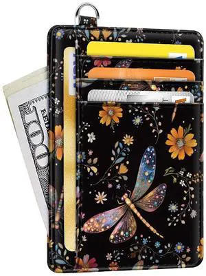 Slim Credit Card Holder Wallet Women Thin Minimalist Card Organizer Case Cute Small ID Window Girl Ladies Womens Wallets, Dragonfly Slim Credit Card Holder Wallet Women Thin Minimalist Card Organizer Case Cute Small ID Window Girl Ladies Womens Wallets, Dragonfly