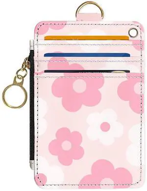 Slim Wallet Credit Card Holder, Pink Daisy, RFID Wallet Women Cute Small Front Pocket Wallet With Zipper, PU Leather Thin travel RFID Blocking Card Case ID Window,Ladies Gifts Slim Wallet Credit Card Holder, Pink Daisy, RFID Wallet Women Cute Small Front Pocket Wallet With Zipper, PU Leather Thin travel RFID Blocking Card Case ID Window,Ladies Gifts