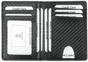 Slim Wallet Minimalist Front Pocket RFID Blocking Bifold Wallets, Credit Card Holder With ID Window - Black Slim Wallet Minimalist Front Pocket RFID Blocking Bifold Wallets, Credit Card Holder With ID Window - Black