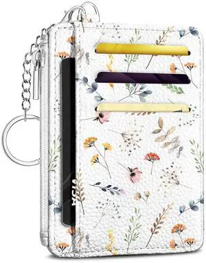 Flowers Credit Card Holder Small Wallet for Women, Slim RFID Wallet Front Pocket with Zipper Coin Pocket, Travel Thin Card Case with ID Window Flowers Credit Card Holder Small Wallet for Women, Slim RFID Wallet Front Pocket with Zipper Coin Pocket, Travel Thin Card Case with ID Window