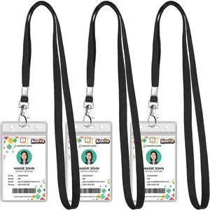 3 Pack Clear ID Badge Holder with Lanyard Black Lanyards with Vertical Waterproof ID Badge Holder for Office, School, Travel 3 Pack Clear ID Badge Holder with Lanyard Black Lanyards with Vertical Waterproof ID Badge Holder for Office, School, Travel