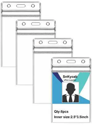 6PCS Badge Holder Heavy Duty, Vertical ID Card Holder Clear Plastic with Waterproof Resealable Zip, Name Tag for Badge Swipe Card/Cruise Card/Credit Card etc(2.5 x 3.5 Inches) 6PCS Badge Holder Heavy Duty, Vertical ID Card Holder Clear Plastic with Waterproof Resealable Zip, Name Tag for Badge Swipe Card/Cruise Card/Credit Card etc(2.5 x 3.5 Inches)