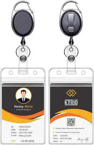 ID Badge Holder with Retractable Reel, Vertical, 2 Pack ID Badge Holder with Retractable Reel, Vertical, 2 Pack