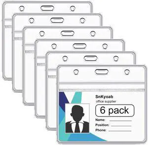 6 Pack Horizontal Badge Holders Plastic with Resealable Zipper, Waterproof ID Card Holder&Name Tag Holder for Office&School, Fits ID Card/Credit Card/Drivers License (2.4 x 3.7 Inches) 6 Pack Horizontal Badge Holders Plastic with Resealable Zipper, Waterproof ID Card Holder&Name Tag Holder for Office&School, Fits ID Card/Credit Card/Drivers License (2.4 x 3.7 Inches)