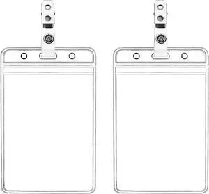2 Pack Waterproof Vertical ID Badge Holder Vertical Clear PVC Name Holder Tags with Badge Clip Straps (2 Pack,) 2 Pack Waterproof Vertical ID Badge Holder Vertical Clear PVC Name Holder Tags with Badge Clip Straps (2 Pack,)