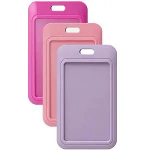 3 Pack Pink Rosy Purple Vertical Hard Plastic ID Card Holder Clear Window Slim Card Protector for Office School Daily Use 3 Pack Pink Rosy Purple Vertical Hard Plastic ID Card Holder Clear Window Slim Card Protector for Office School Daily Use
