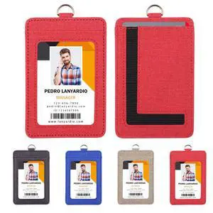 PU Leather ID Badge Holder with Clear Window, Vertical ID Card Holder, Dual Card Slots, 1-Pack Card Holder, 4 Colors PU Leather ID Badge Holder with Clear Window, Vertical ID Card Holder, Dual Card Slots, 1-Pack Card Holder, 4 Colors