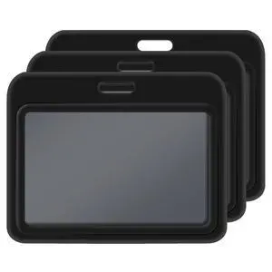 3 Pack Sliding ID Badge Holder, Black Horizontal Hard Plastic Card Case Protector with Clear Window for Office School ID, Credit Cards, Proximity Key Cards, Driver's Licenses (Black) 3 Pack Sliding ID Badge Holder, Black Horizontal Hard Plastic Card Case Protector with Clear Window for Office School ID, Credit Cards, Proximity Key Cards, Driver's Licenses (Black)