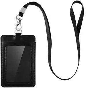 ID Badge Holder with Lanyard PU Leather Badge ID Card Holder Vertical (1) ID Badge Holder with Lanyard PU Leather Badge ID Card Holder Vertical (1)