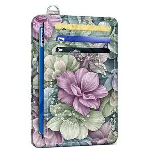 Credit Card Holder for Women, Happy Flower RFID Wallet Women, Slim Minimalist Front Pocket Card Holder, Cute Thin Travel RFID Blocking Card Case, Small Wallets Woman Gifts Girls Credit Card Holder for Women, Happy Flower RFID Wallet Women, Slim Minimalist Front Pocket Card Holder, Cute Thin Travel RFID Blocking Card Case, Small Wallets Woman Gifts Girls