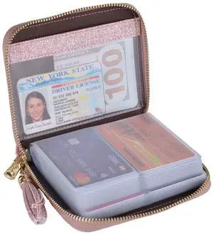 Womens Credit Card Holder Wallet Zip Leather Card Case RFID Blocking (Glitter Light Purple) Womens Credit Card Holder Wallet Zip Leather Card Case RFID Blocking (Glitter Light Purple)