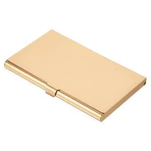 Business Card Holder, Aluminum Alloy Flip Cover Slim Name Cards Case for Women Men, Champagne Gold Business Card Holder, Aluminum Alloy Flip Cover Slim Name Cards Case for Women Men, Champagne Gold