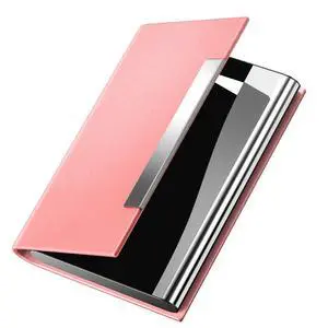 Business Card Holder, Professional PU Leather & Stainless Steel Multi Card Case,Business Card Holder Wallet Credit Card ID Case/Holder for Men & Women. (Pink) Business Card Holder, Professional PU Leather & Stainless Steel Multi Card Case,Business Card Holder Wallet Credit Card ID Case/Holder for Men & Women. (Pink)
