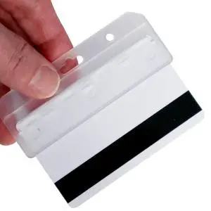 Frosted Rigid Plastic Horizontal Half Card ID Badge Holders - Hard Plastic Easy Access Swipe Card Gripper - Swipeable Badge Holders for Magnetic Strip Office and Student IDs - 50 Pack Frosted Rigid Plastic Horizontal Half Card ID Badge Holders - Hard Plastic Easy Access Swipe Card Gripper - Swipeable Badge Holders for Magnetic Strip Office and Student IDs - 50 Pack
