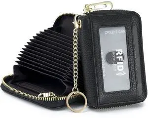 Rfid Credit Card Holder, Genuine Leather Businese card case, Rfid Blocking Wallet for Women & Men(Pro - Black) Rfid Credit Card Holder, Genuine Leather Businese card case, Rfid Blocking Wallet for Women & Men(Pro - Black)