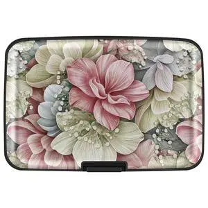 Credit Card Holder for Women, RFID Blocking, Happy Flower Aluminum Alloy Hard Case, Small Mini Business Metal Wallet for Men Credit Card Holder for Women, RFID Blocking, Happy Flower Aluminum Alloy Hard Case, Small Mini Business Metal Wallet for Men