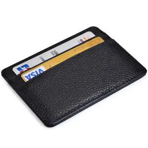 Credit Card Holder Slim Wallet Leather Minimalist Wallet with ID Window (black) Credit Card Holder Slim Wallet Leather Minimalist Wallet with ID Window (black)