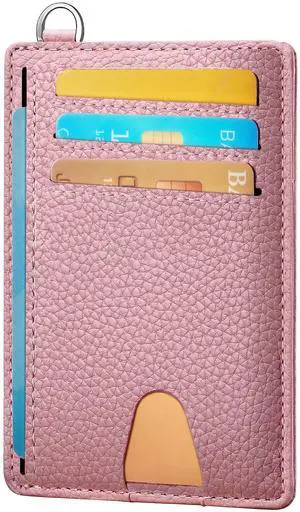 Slim Wallet, Credit Card Holder for Women, Minimalist Front Pocket RFID Blocking Card Cases, Small Wallet Women Men(Litchi Pink) Slim Wallet, Credit Card Holder for Women, Minimalist Front Pocket RFID Blocking Card Cases, Small Wallet Women Men(Litchi Pink)