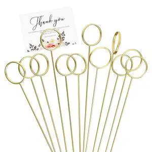 30 Pack Strong Grip Gold Floral Card Holder Picks (13.4 Inch) 30 Pack Strong Grip Gold Floral Card Holder Picks (13.4 Inch)