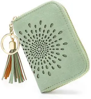 RFID Credit Card Holder Zipper Card Case Keychain Small Wallet for Women 1927 GREEN RFID Credit Card Holder Zipper Card Case Keychain Small Wallet for Women 1927 GREEN