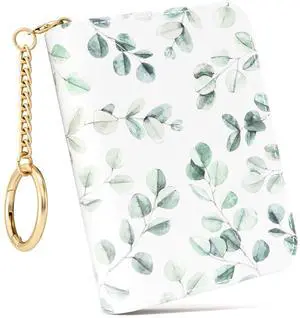 Credit Card Holder RFID Wallet for Women, Small Leather Card Organizer Case with Zipper and Keychain, Leaf Credit Card Holder RFID Wallet for Women, Small Leather Card Organizer Case with Zipper and Keychain, Leaf