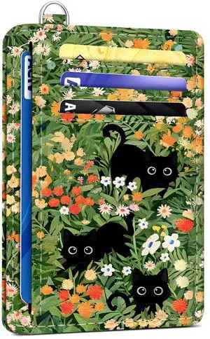 Credit Card Holder for Women, Black Cat RFID Wallet Women, Slim Minimalist Front Pocket Card Holder, Cute Thin Travel RFID Blocking Card Case, Small Wallets Woman Gifts Girls Credit Card Holder for Women, Black Cat RFID Wallet Women, Slim Minimalist Front Pocket Card Holder, Cute Thin Travel RFID Blocking Card Case, Small Wallets Woman Gifts Girls