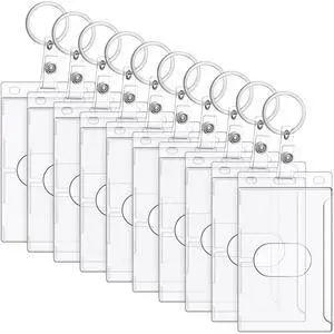 10 Pack Keychain Card Holder Plastic Heavy Duty Badge Holder Vertical Clear ID Card Holder with Keyring, Rigid Fuel Card Protector with Thumb Slot Secure Credit Card Protector Case 10 Pack Keychain Card Holder Plastic Heavy Duty Badge Holder Vertical Clear ID Card Holder with Keyring, Rigid Fuel Card Protector with Thumb Slot Secure Credit Card Protector Case
