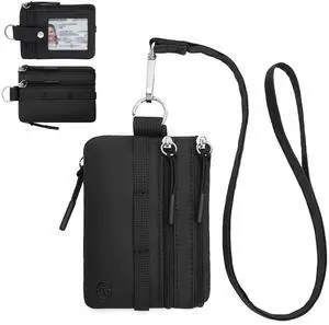 Small Wallet RFID, Minimalist Zip ID Case Wallet with Lanyard Keychain, Water Resistant Card Wallets for Women & Men, Black Small Wallet RFID, Minimalist Zip ID Case Wallet with Lanyard Keychain, Water Resistant Card Wallets for Women & Men, Black
