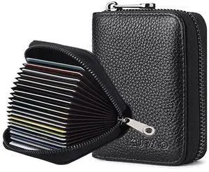 RFID Blocking, Leather Credit Card Holder Zipper Wallet With 20 Card Slots, Small Card Case for Women or Men Accordion Wallet with Zipper (Black) RFID Blocking, Leather Credit Card Holder Zipper Wallet With 20 Card Slots, Small Card Case for Women or Men Accordion Wallet with Zipper (Black)