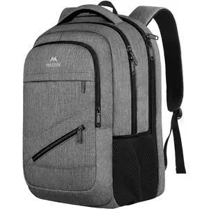 Travel Laptop Backpack, 17 Inch Work TSA Approved Carry on Backpack, Large Computer Business Bag for Men Women with Trolley Sleeve and Anti Theft Pocket, College School Rucksack Book Bag, Grey Travel Laptop Backpack, 17 Inch Work TSA Approved Carry on Backpack, Large Computer Business Bag for Men Women with Trolley Sleeve and Anti Theft Pocket, College School Rucksack Book Bag, Grey