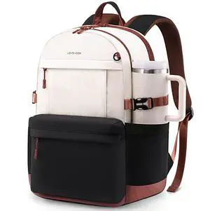 Laptop Backpack for Women with Giant Tumbler Holder,15.6 Inch Laptop Computer Bag Travel Backpack Purse,Waterproof Work Business Backpack College Bookbag Teacher Bags,Beige-Black-Brown Laptop Backpack for Women with Giant Tumbler Holder,15.6 Inch Laptop Computer Bag Travel Backpack Purse,Waterproof Work Business Backpack College Bookbag Teacher Bags,Beige-Black-Brown
