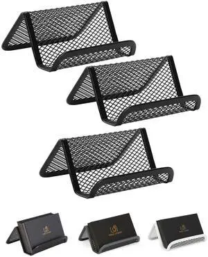 Metal Mesh Business Card Holders, 3 Pack, Black Metal Mesh Business Card Holders, 3 Pack, Black