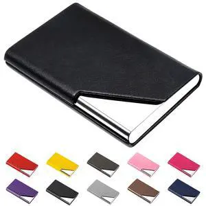 Business Card Holder, Upgraded Leather Business Card Case Pocket Card Holders for Men or Women, Metal Slim Name Card Holder RFID Blocking Business Card Carrier with Magnetic Closure(Black) Business Card Holder, Upgraded Leather Business Card Case Pocket Card Holders for Men or Women, Metal Slim Name Card Holder RFID Blocking Business Card Carrier with Magnetic Closure(Black)