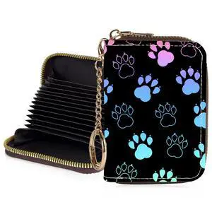 Credit Card Holder for Women,Small Rfid Wallet with Keychain Zipper,Cute PU Leather Card Case WalletAccordion Credit Card Wallets Gift,Colorful Paw Prints Credit Card Holder for Women,Small Rfid Wallet with Keychain Zipper,Cute PU Leather Card Case WalletAccordion Credit Card Wallets Gift,Colorful Paw Prints
