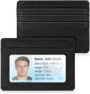 Slim Minimalist Front Pocket Wallet, RFID Blocking Credit Card Holder Card Cases with ID Window for Men Women, Black Slim Minimalist Front Pocket Wallet, RFID Blocking Credit Card Holder Card Cases with ID Window for Men Women, Black