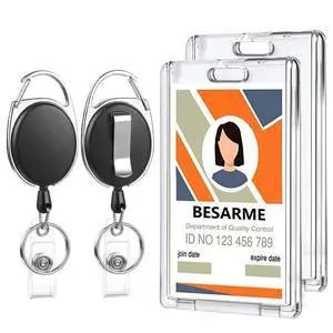 2 Set Badge Holder Retractable Clip Heavy Duty Badge Reel with Acrylic Clear Vertical ID Card Badge Holders for Work Office Nurse Teacher Student 2 Set Badge Holder Retractable Clip Heavy Duty Badge Reel with Acrylic Clear Vertical ID Card Badge Holders for Work Office Nurse Teacher Student