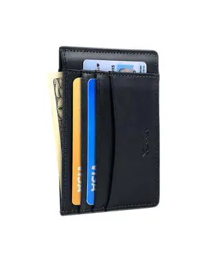 Men's Slim Wallet Italian Pebbled Leather Minimalist Front Pocket RFID Blocking Credit Card Holder with Gift Box Navy Blue Men's Slim Wallet Italian Pebbled Leather Minimalist Front Pocket RFID Blocking Credit Card Holder with Gift Box Navy Blue