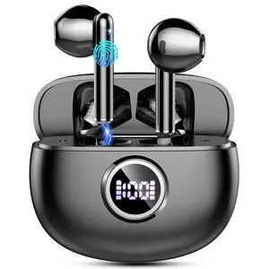 Wireless Earbuds, 2025 Bluetooth 5.3 Headphones HiFi Stereo Ear buds with ENC Noise Cancelling Mics, 40H Bluetooth Earbuds with Dual LED Display, IP7 Waterproof in Ear Earphones for Android iOS, Black Wireless Earbuds, 2025 Bluetooth 5.3 Headphones HiFi Stereo Ear buds with ENC Noise Cancelling Mics, 40H Bluetooth Earbuds with Dual LED Display, IP7 Waterproof in Ear Earphones for Android iOS, Black