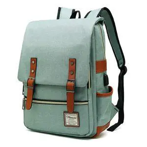 Vintage Laptop Backpack with USB Charging Port, Slim Tear Resistant Business Backpack for Travelling, College, Casual Daypacks for Men,Women, Fits up to 15.6Inch Notebook, Green Vintage Laptop Backpack with USB Charging Port, Slim Tear Resistant Business Backpack for Travelling, College, Casual Daypacks for Men,Women, Fits up to 15.6Inch Notebook, Green