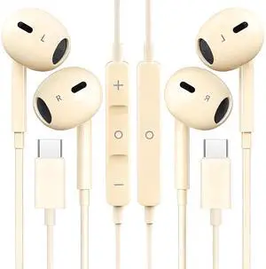 2 Packs USB C Headphones for iPhone 16/15 Phone Earbuds with Microphone & Volume Control HiFi Stereo Type C Earphones for Galaxy S23/S22/S21/S20/Ultra Note 10/20, for Pixel 7/6/6a/5/4,for OnePlus 9 8 2 Packs USB C Headphones for iPhone 16/15 Phone Earbuds with Microphone & Volume Control HiFi Stereo Type C Earphones for Galaxy S23/S22/S21/S20/Ultra Note 10/20, for Pixel 7/6/6a/5/4,for OnePlus 9 8