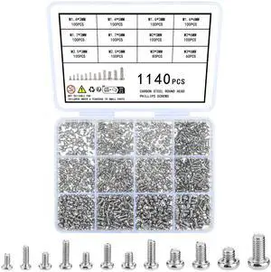 1140 Pcs Tiny Screws for Electronics, M1.4 M1.6 M1.7 M2 M2.5 M3 Round Head Mini Screws, Replacement Computer, Small Machine Assortment Kit (1140) 1140 Pcs Tiny Screws for Electronics, M1.4 M1.6 M1.7 M2 M2.5 M3 Round Head Mini Screws, Replacement Computer, Small Machine Assortment Kit (1140)