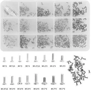 800pcs Tiny Screws for Electronics, M1/M1.2/M1.4/M1.6/M1.7 Very Small Phillips Pan Head Machine Screws, Micro screws, Mini Screws Assortment Kit for Electronic Repair,Nickel-Plated Carbon Steel 800pcs Tiny Screws for Electronics, M1/M1.2/M1.4/M1.6/M1.7 Very Small Phillips Pan Head Machine Screws, Micro screws, Mini Screws Assortment Kit for Electronic Repair,Nickel-Plated Carbon Steel