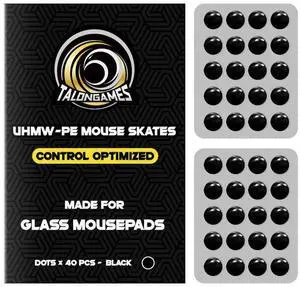 Mouse Skates for Glass Mousepads | High-Density UHMW-PE | Universal Round Dots 6.5mm 40pcs | Ultra-Control Glide | High Wear Resistance | Silent Design | Rounded Polished (C-1 Black) Mouse Skates for Glass Mousepads | High-Density UHMW-PE | Universal Round Dots 6.5mm 40pcs | Ultra-Control Glide | High Wear Resistance | Silent Design | Rounded Polished (C-1 Black)